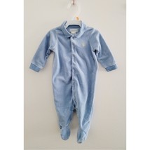 Ralph Lauren Baby Velour Footed Collared Coverall Blue 6M - £19.33 GBP