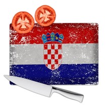 Croatia : Gift Cutting Board Flag Retro Artistic Croatian Expat Country - $28.99