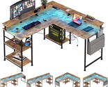 55 Inch L-Shaped Gaming Desk, Reversible Corner Computer Table With Led ... - $403.99