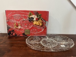 New Mikasa Crystal Tray Chip and Dip Serving Platter Holiday Christmas S... - $29.69