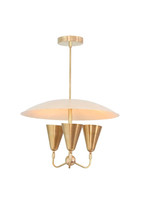 Modern Disc 3 light Dome Mid Century Brass Sputnik chandelier light Fixture - £317.50 GBP