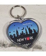 Manhattan New York Keychain Heart Shaped City Landmark Skyline Travel So... - $9.89