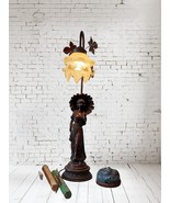 Art Nouveau Lamp, Brass Floral Table/Bedside LampMid-20th Century Night ... - $710.21 CAD