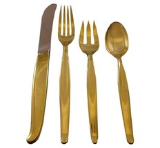 Contour by Towle Sterling Silver Flatware Service 12 Set Vermeil Gold 48 Pieces - £3,071.13 GBP