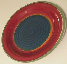 Royal Norfolk Contemporary Red Blue Swirl Circles Ceramic Dinner Plate 10.5&quot; - £11.55 GBP