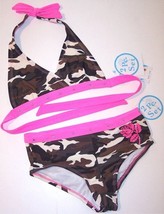 NWT Amy Byer Girl&#39;s 2 Pc. Camo &amp; Hot Pink Bikini Swimsuit, Size 12 - $17.99