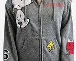 NWT Peanuts Snoopy Full Zip Sweatshirt Hoodie With Chenille Patches ~ Gr... - £39.36 GBP