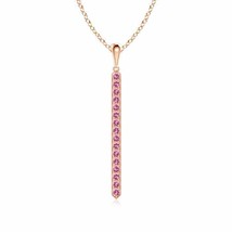 Authenticity Guarantee 
ANGARA Pink Tourmaline Bar Pendant Necklace with Milg... - £554.45 GBP