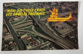 Vintage RPPC Man Dig Those Crazy Los Angeles Freeways California Postcard Plane - £7.57 GBP