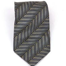 Salvatore Pellegrino Mens Tie Italian 100% Silk Necktie Herringbone Green Black - $15.84