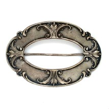 Antique Sterling Signed Paye and Baker Victorian Repousse Scroll Ornate Brooch - £66.28 GBP