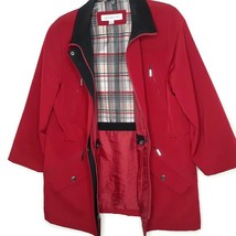 Liz Claiborne Womens Rain Jacket Breaker Lined Size M Zip Pockets Red No Hood - £19.75 GBP