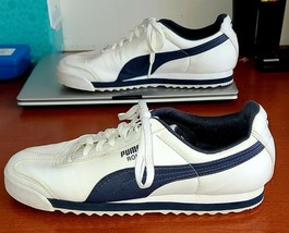 PUMA Roma Sneaker Men&#39;s Size 7 White/ Navy Lace Up. - $29.57