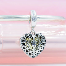 925 sterling silver ,18K Gold Overlay Gate of Love Hanging Dangle Charm  - £14.38 GBP