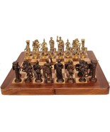 Hand Crafted Roman Brass Chess Set with Wooden Board,14 * 14 * 2) inch - £166.58 GBP