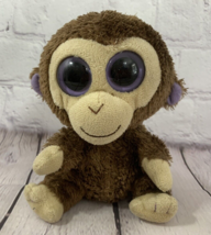 Ty Beanie Boos small plush Coconut brown tan monkey purple solid-colored eyes  - £5.72 GBP