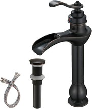 Bwe Vessel Sink Faucet Oil Rubbed Bronze Waterfall Farmhouse Rustic With... - £82.52 GBP