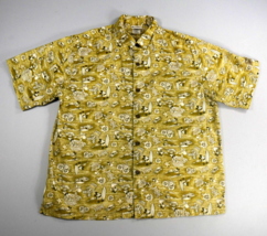 Walt Disney World Mickey Floral Tiki Print Hawaiian Aloha Shirt Mens Lar... - £37.36 GBP