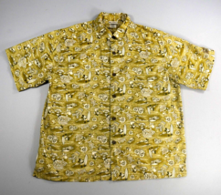 Walt Disney World Mickey Floral Tiki Print Hawaiian Aloha Shirt Mens Lar... - $46.74