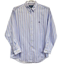 Ralph Lauren Button Down Shirt Blue Size 16 32/33 Yarmouth Stripes Long ... - £18.70 GBP