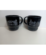 2 PIECE TUPPERWARE COFFEE MUGS SET CUPS BLACK with HANDLE LOVE WHAT YOU ... - £10.97 GBP