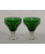 Vintage (2) Anchor Hocking Boopie Forest Green Juice Cocktail Glass - £22.13 GBP