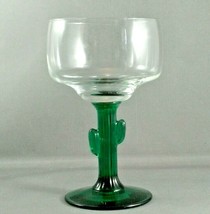 Libbey Cactus Margarita Glass 10 oz Clear Glass Bowl with Green Stem - £9.77 GBP