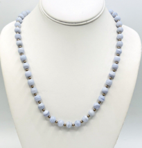 Vintage Beaded Blue Lace Agate 14K Gold Filled Necklace - £66.11 GBP