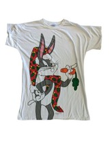 VTG 1993 Christmas Bugs Bunny Christmas Night Pajama Single Stitch Shirt Siz XL - £54.91 GBP