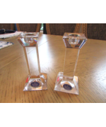 Royal Doulton Crystal Glass Pair of Taper Candlestick Holders Austria Si... - $34.60