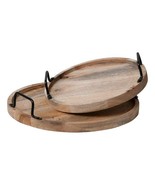 Rustic Round Wooden Trays with handles - £58.99 GBP