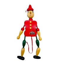 Wooden Roma Italy Pinocchio Wooden Marionette Ornament Pull String Toy LikeNue - $13.00