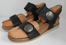 Comfortiva Pamela II Black Comfort Wedge Sandal Button Ankle Strap Women... - $747.57 MXN