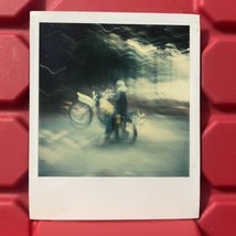 Motorcycle Man Riding Blurry C Polaroid Photograph 3.5 x 4 Vintage 1980s - $8.99