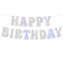 Iridescent Happy Birthday Foil Banner - 5 Ft. | Bday Party Decorations, 70S Cool - £15.97 GBP