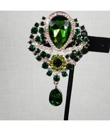 Wedding Bridal Big AB Crystal Green Rhinestone Bouquet Brooch - $25.73