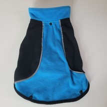 Top Paw Fleece Dog Coat Sweater Medium Tiny Collar Blue Black Reflective... - £6.85 GBP