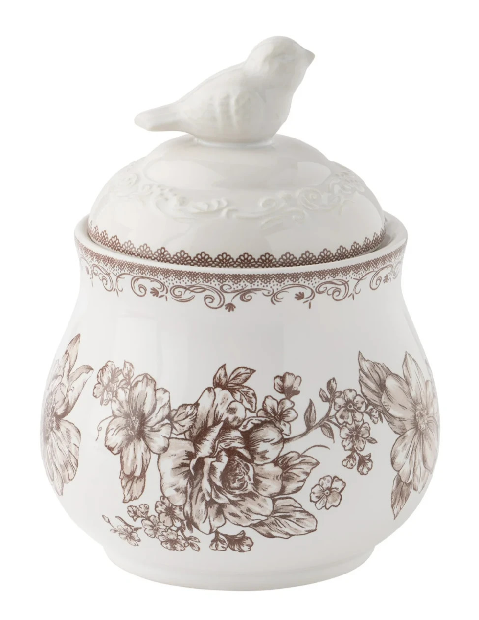 Pioneer Woman Agatha Stoneware Sugar Bowl & Creamer Set Brown White Home Gift Item image 5