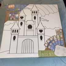 Kids Paint Your Own Canvas Castle 12” H X 12” W With Paint Kit Set 11 Pc New NIP - £5.20 GBP