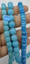 16&quot; Aqua Blue  Jade Gemstone  Round Rondelle  Barrel Drum smooth  Spacer... - €4,98 EUR