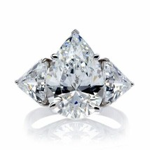 Pear Cut 3.50Ct Three Simulated Diamond Engagement Ring 14k White Gold Size 9.5 - £217.46 GBP