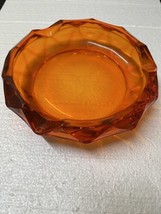 Vtg Viking Glass Ashtray Bowl MCM Diamond Point Orange Persimmon Decor 8&quot; READ - £55.38 GBP