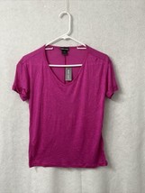 Wet Seal Womans Rosebud V Neck Roll Tab Short Sleeve Semi Sheer Shirt Top Sz XS - £3.11 GBP