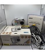 Nikon COOLPIX 2100 2MP Silver Digital Camera 3x Optical Zoom Tested W/Bo... - $64.35