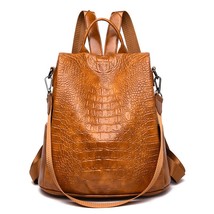 Alligator PU Leather Women Backpack Anti-Theft Casual School Backpack For Teenag - £32.32 GBP