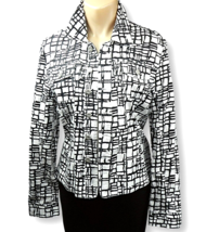 AMX Jacket Size Med Lg Bust 38 Black White Graphic Print Contemporary  4... - £7.96 GBP