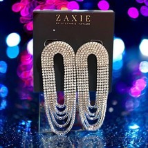 Zaxie by Stephanie Taylor Draped Crystal Chandelier Earrings in Silver NWT - £19.66 GBP