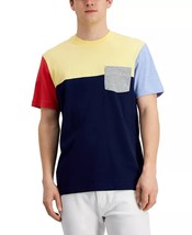 Club Room Men&#39;s Reg-Fit All Cotton Colorblocked T-Shirt Navy Combo-Large - £11.28 GBP