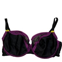 Cacique Smooth Lightly Lined Black &amp; Purple Semi Sheer Underwire Bra 40DD - £19.16 GBP