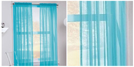 Elegance (2) Curtains Drapes Set 84&quot; Long Rod Pocket Solid - Turquoise -... - $33.31